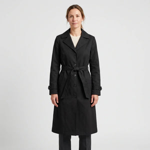 Women's Single-Breasted Trench Coat - Black - studio hero