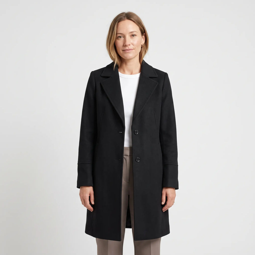 Women's Premium Wool Coat - Black - studio hero