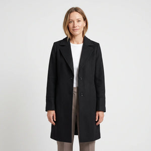 Women's Premium Wool Coat - Black - studio hero