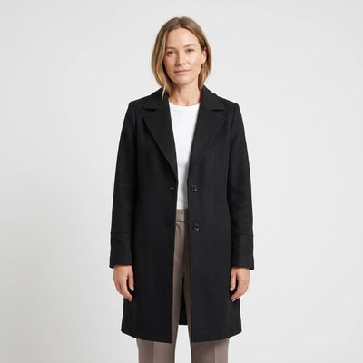 Women's Premium Wool Coat - Black - studio hero