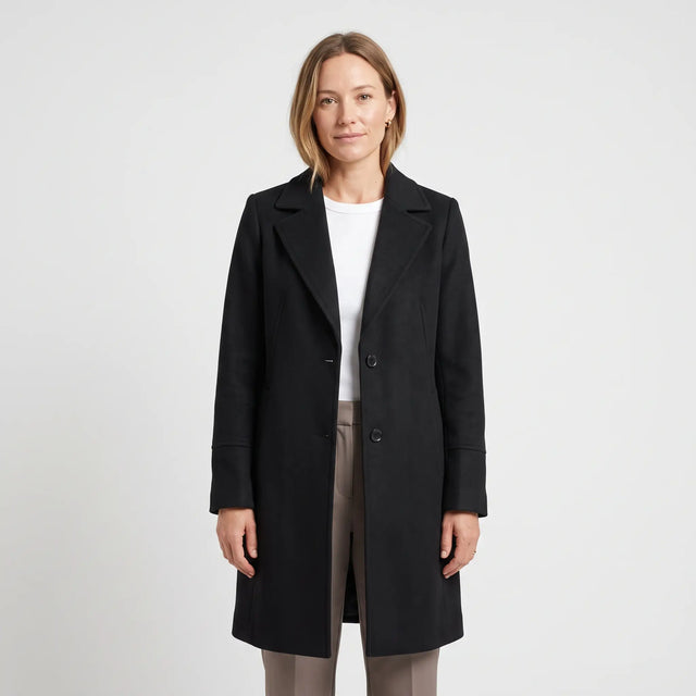 Women's Premium Wool Coat - Black - studio hero