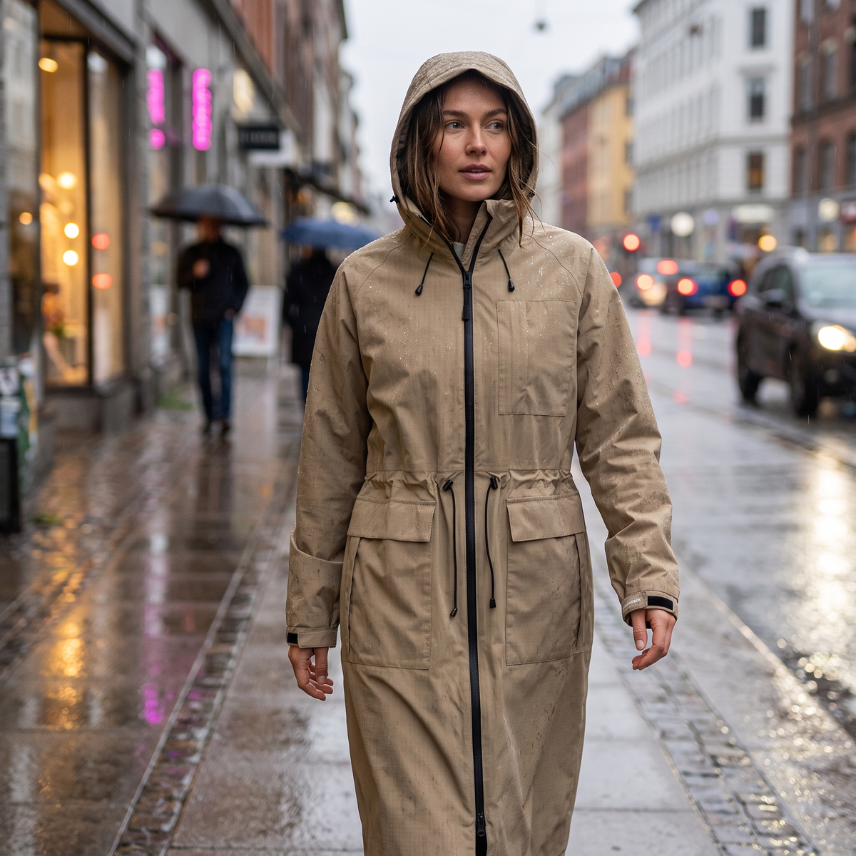 Women's Long Winter Coat - Greige