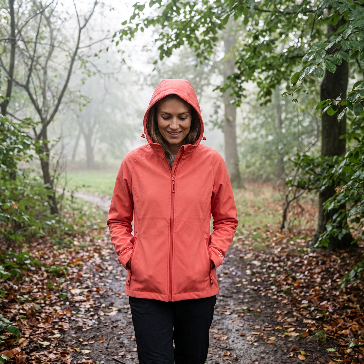 Women's Softshell Rain Jacket - Spiced Coral
