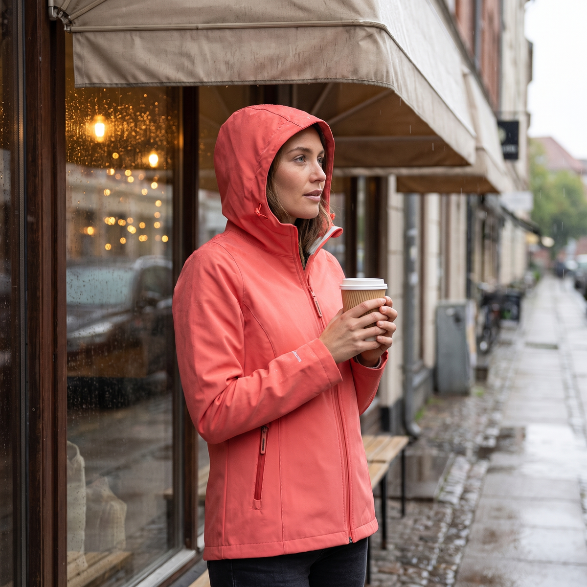 Women's Softshell Rain Jacket - Spiced Coral