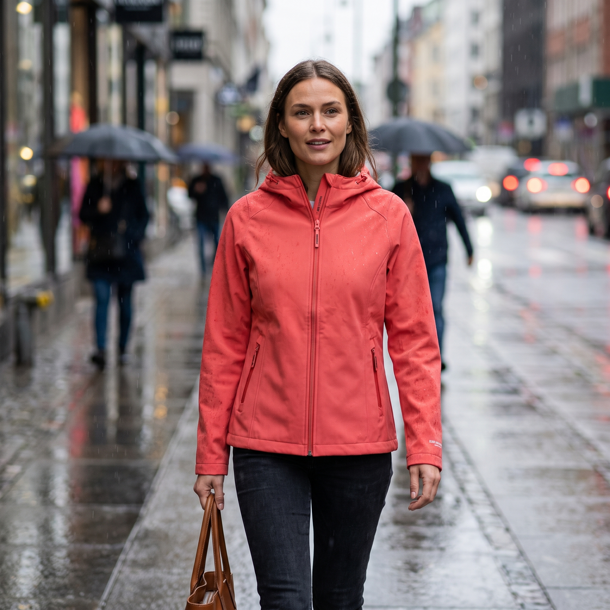 Women's Softshell Rain Jacket - Spiced Coral