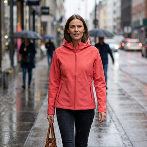 Women's Softshell Rain Jacket - Spiced Coral
