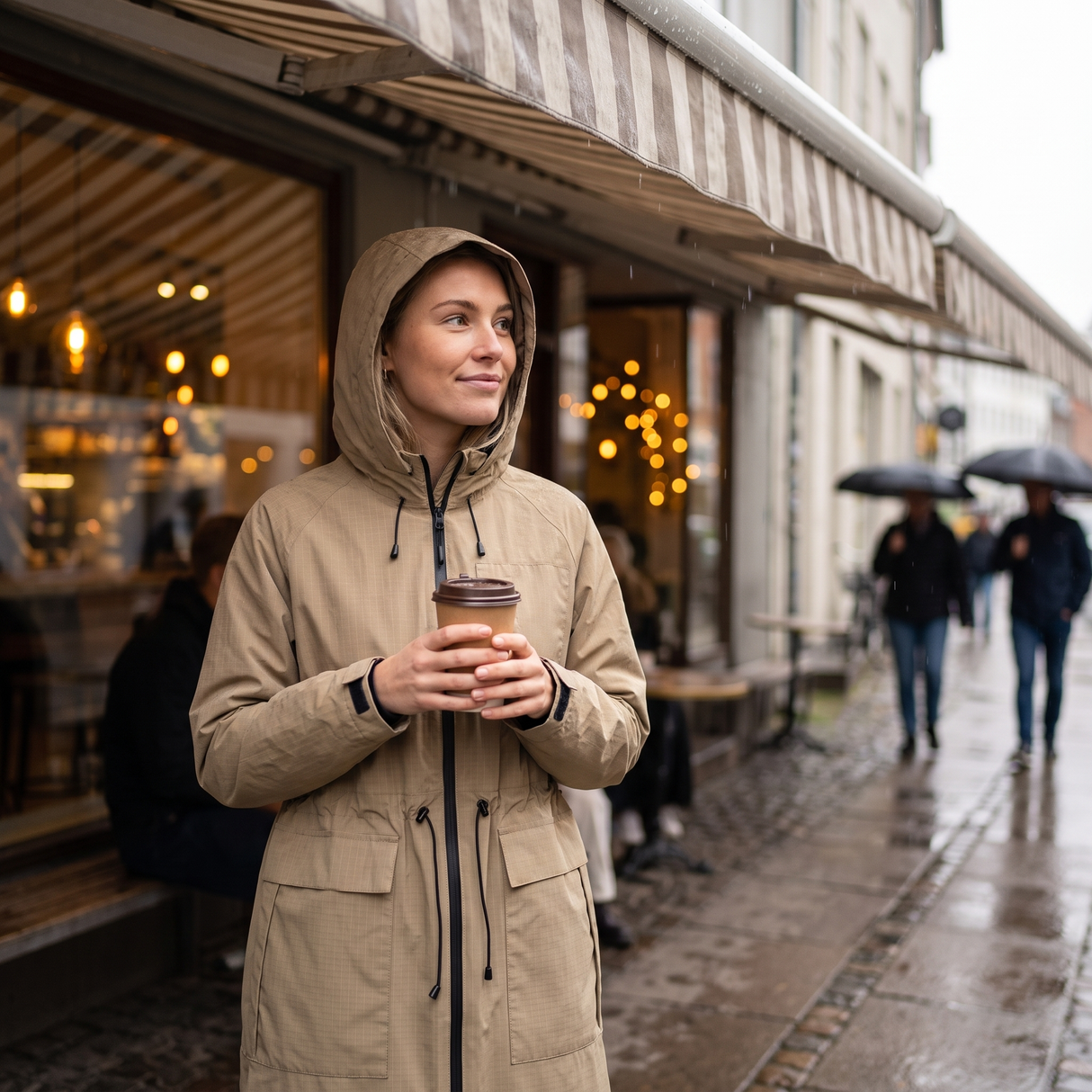 Women's Long Winter Coat - Greige