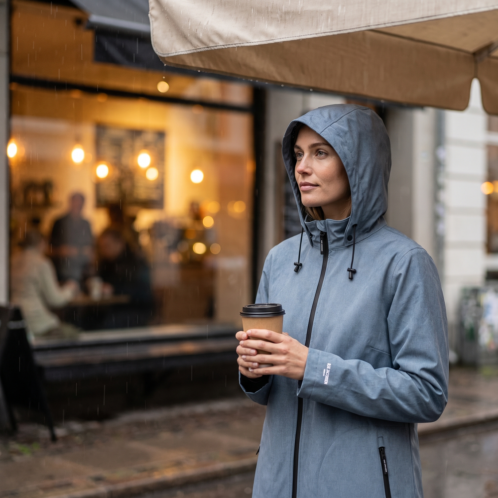 Women's Softshell Rain Jacket - Grey Blue