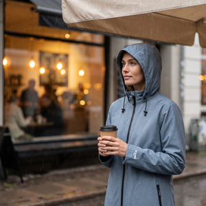 Women's Softshell Rain Jacket - Grey Blue