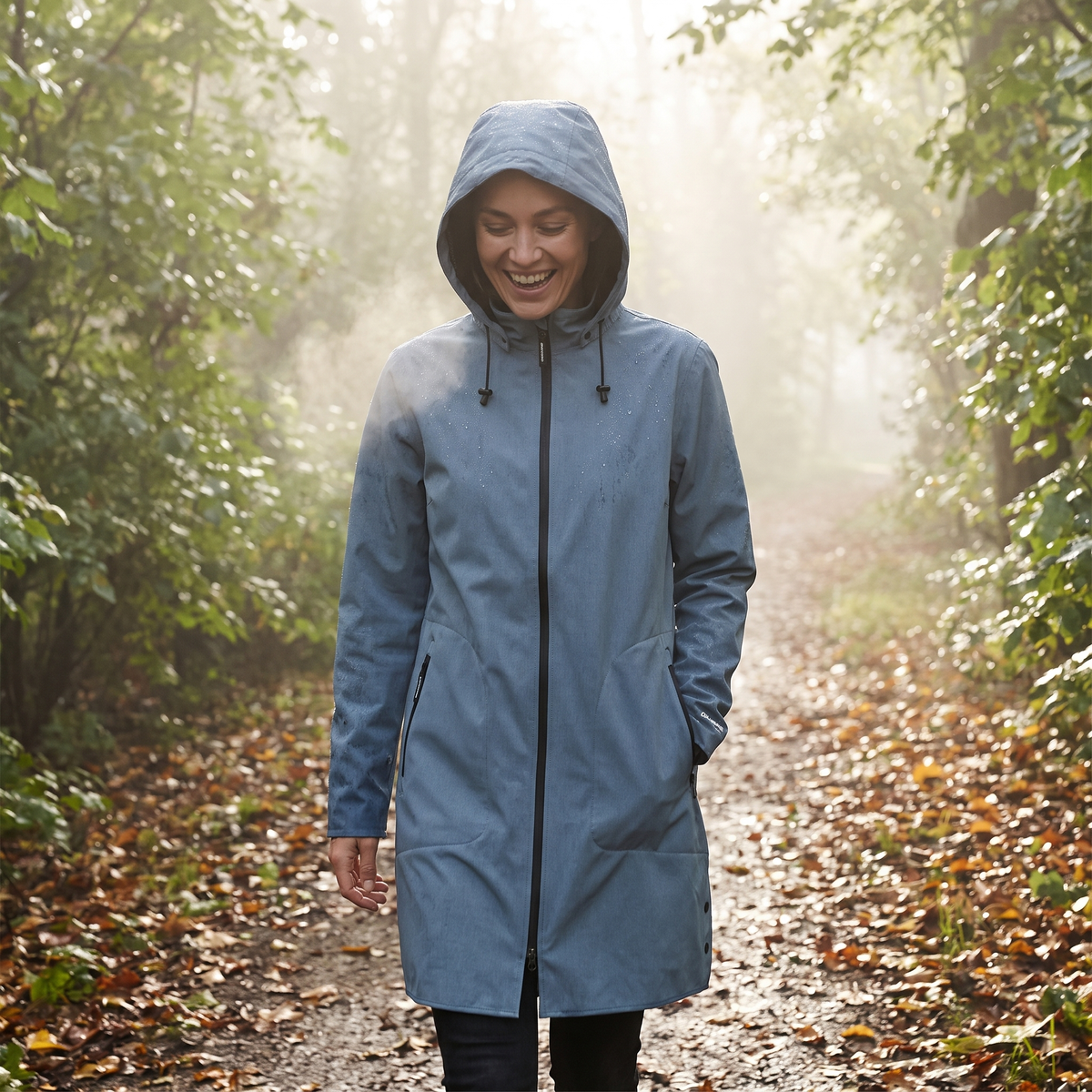 Women's Softshell Rain Jacket - Grey Blue