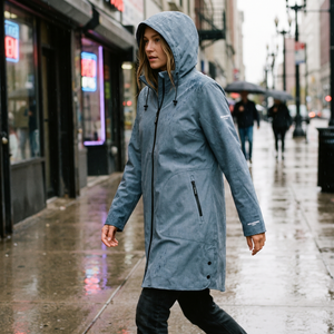 Women's Softshell Rain Jacket - Grey Blue