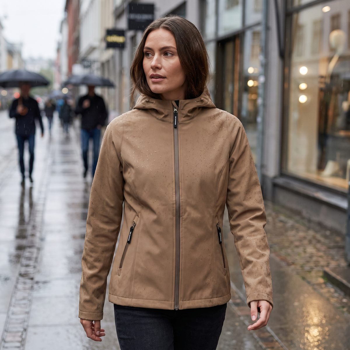 Women's Softshell Rain Jacket - Mocca