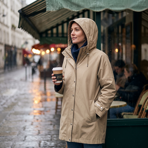 Women's Waterproof Rain Jacket - Greige