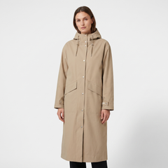 Women's Long Raincoat - Greige