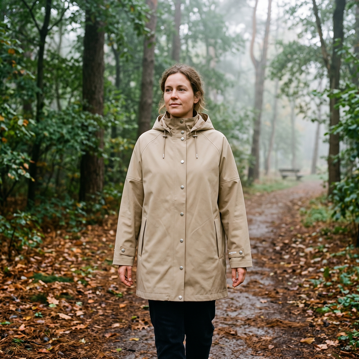 Women's Waterproof Rain Jacket - Greige