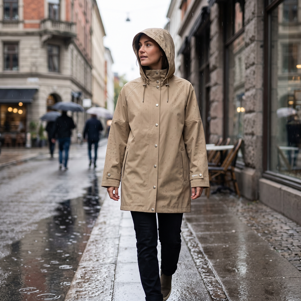 Women's Waterproof Rain Jacket - Greige