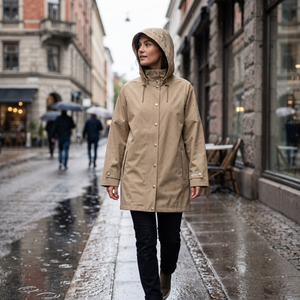 Women's Waterproof Rain Jacket - Greige