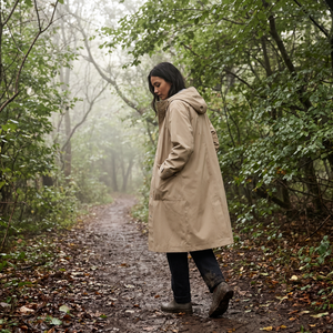 Women's Long Raincoat - Greige