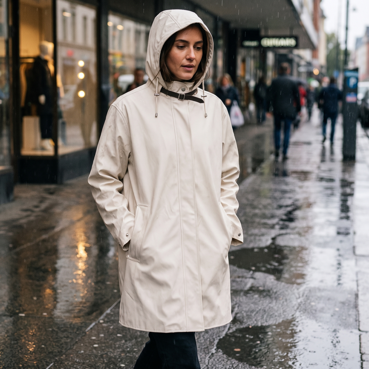 Women's Waterproof Raincoat - Milk Creme