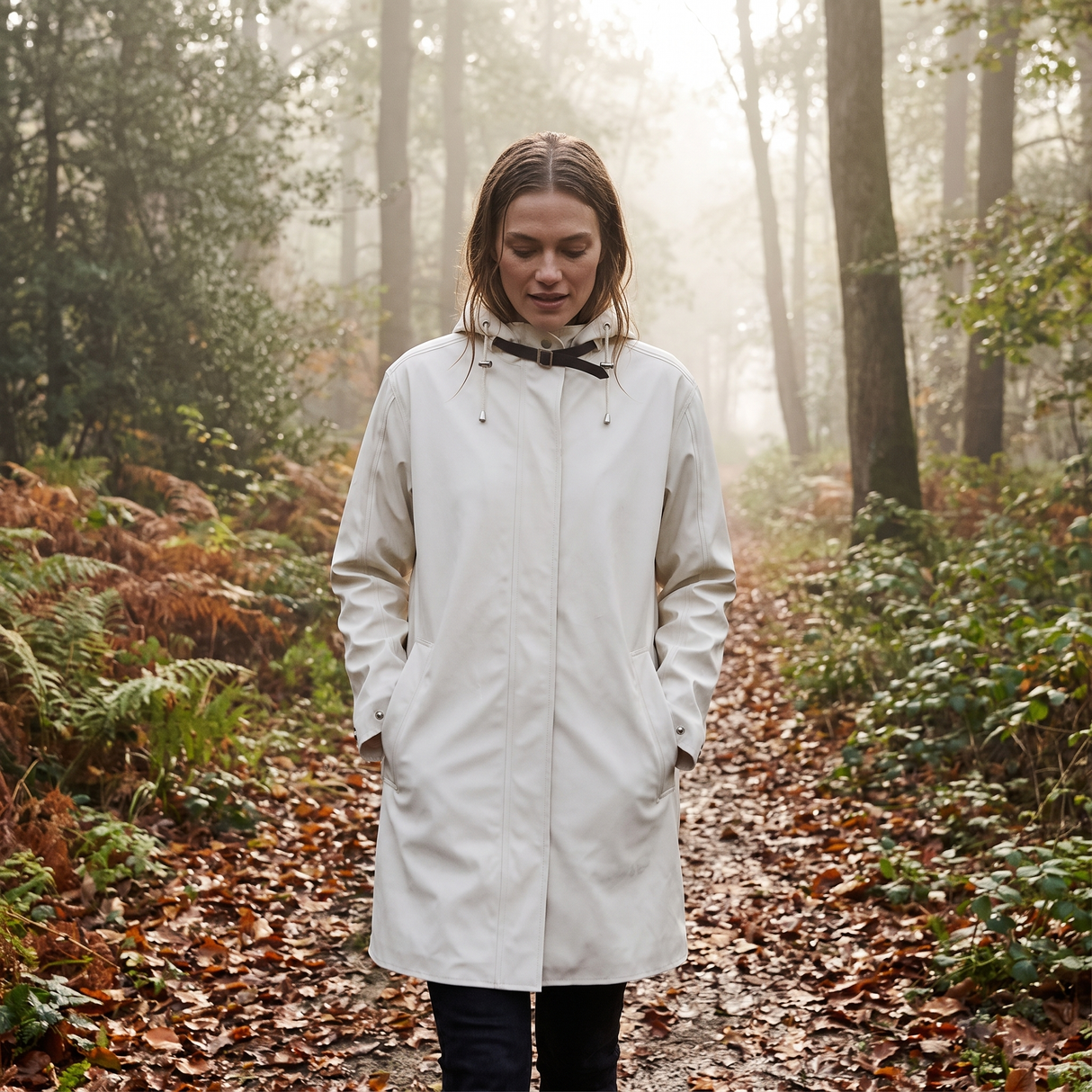 Women's Waterproof Raincoat - Milk Creme