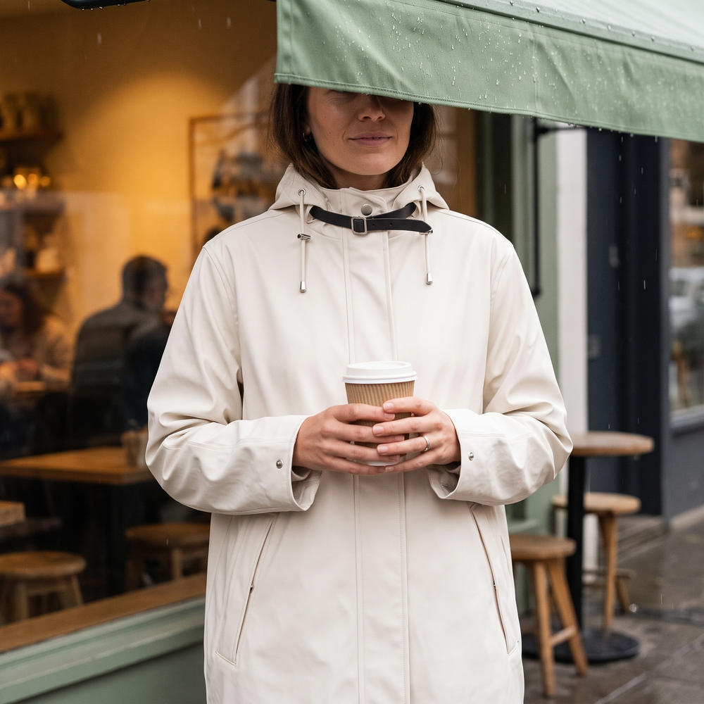 Women's Waterproof Raincoat - Milk Creme