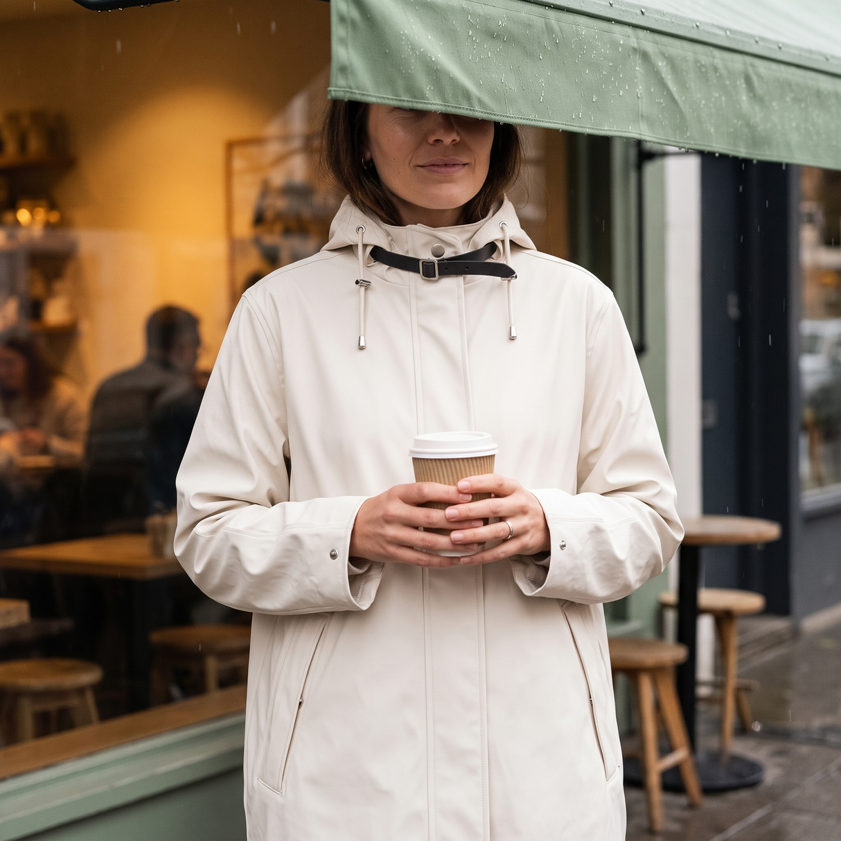 Women's Waterproof Raincoat - Milk Creme
