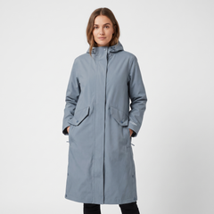 Women's Long Softshell Raincoat - Grey Blue