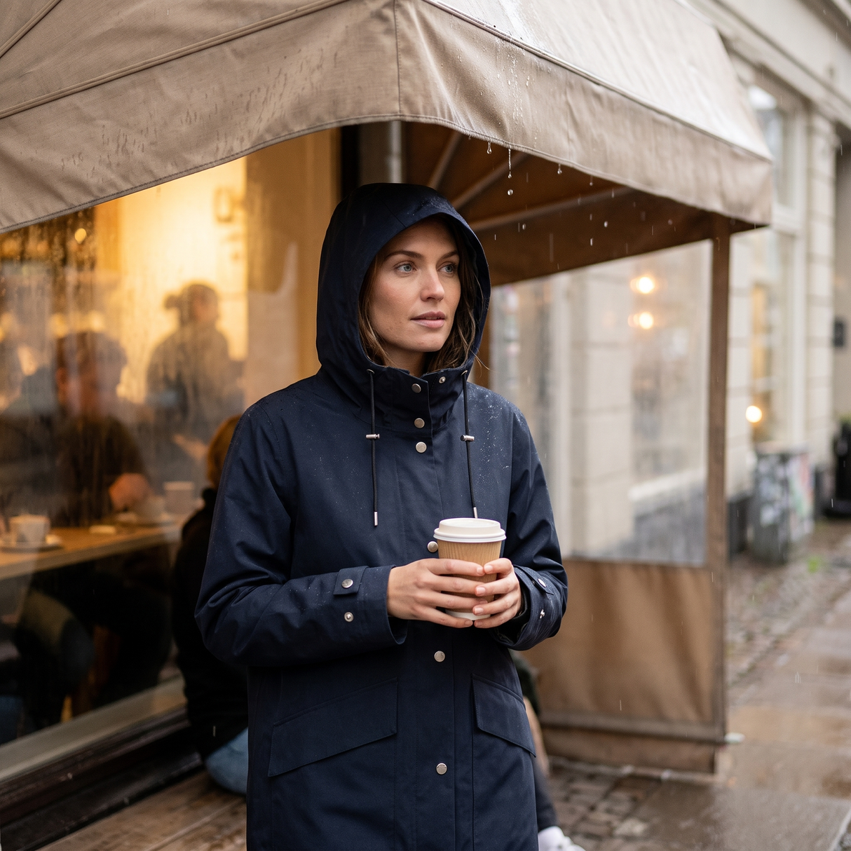Women's Long Raincoat - Dark Indigo