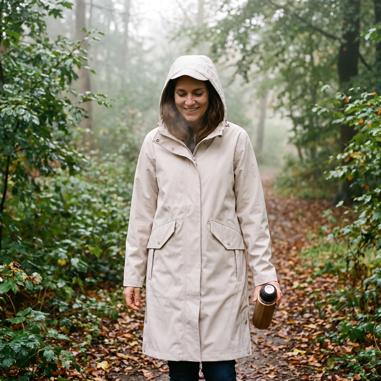 Women's Long Softshell Raincoat - Chateau Gray