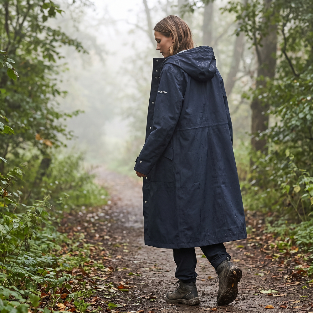 Women's Long Raincoat - Dark Indigo