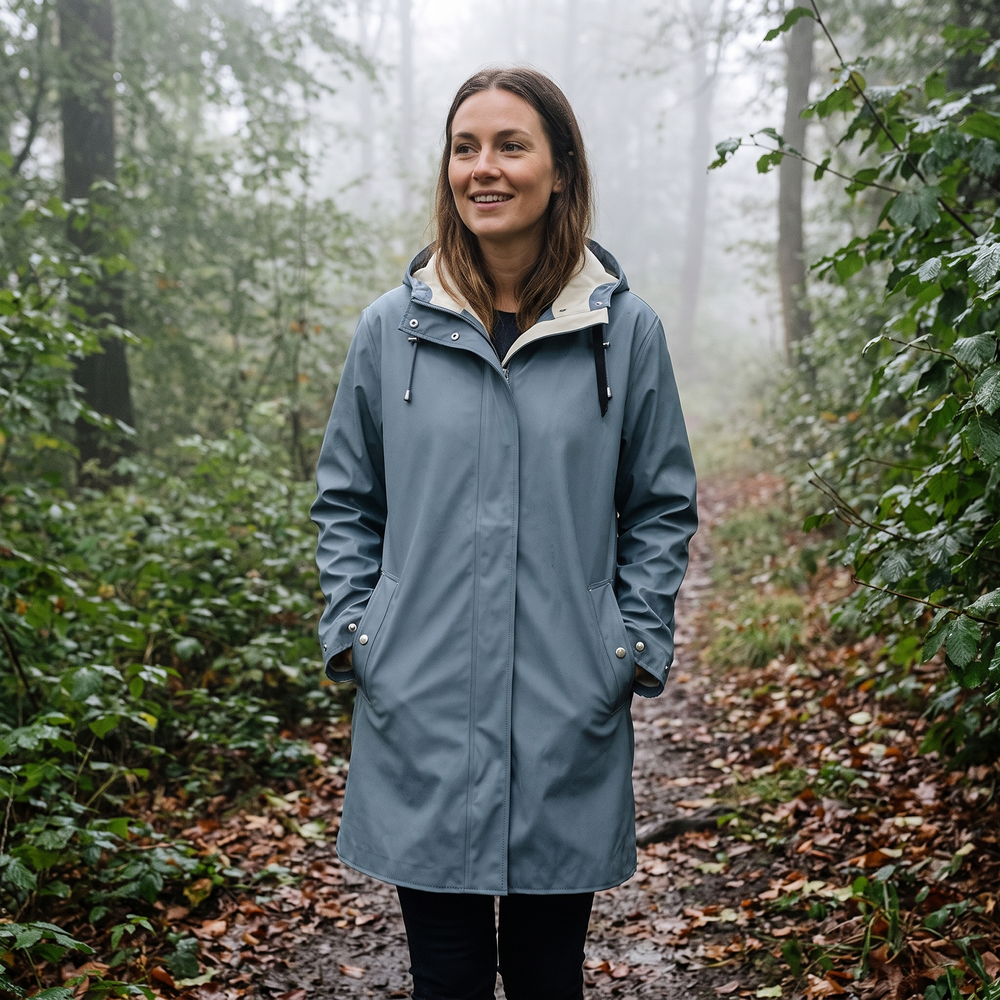 Women's Waterproof Raincoat - Grey Blue