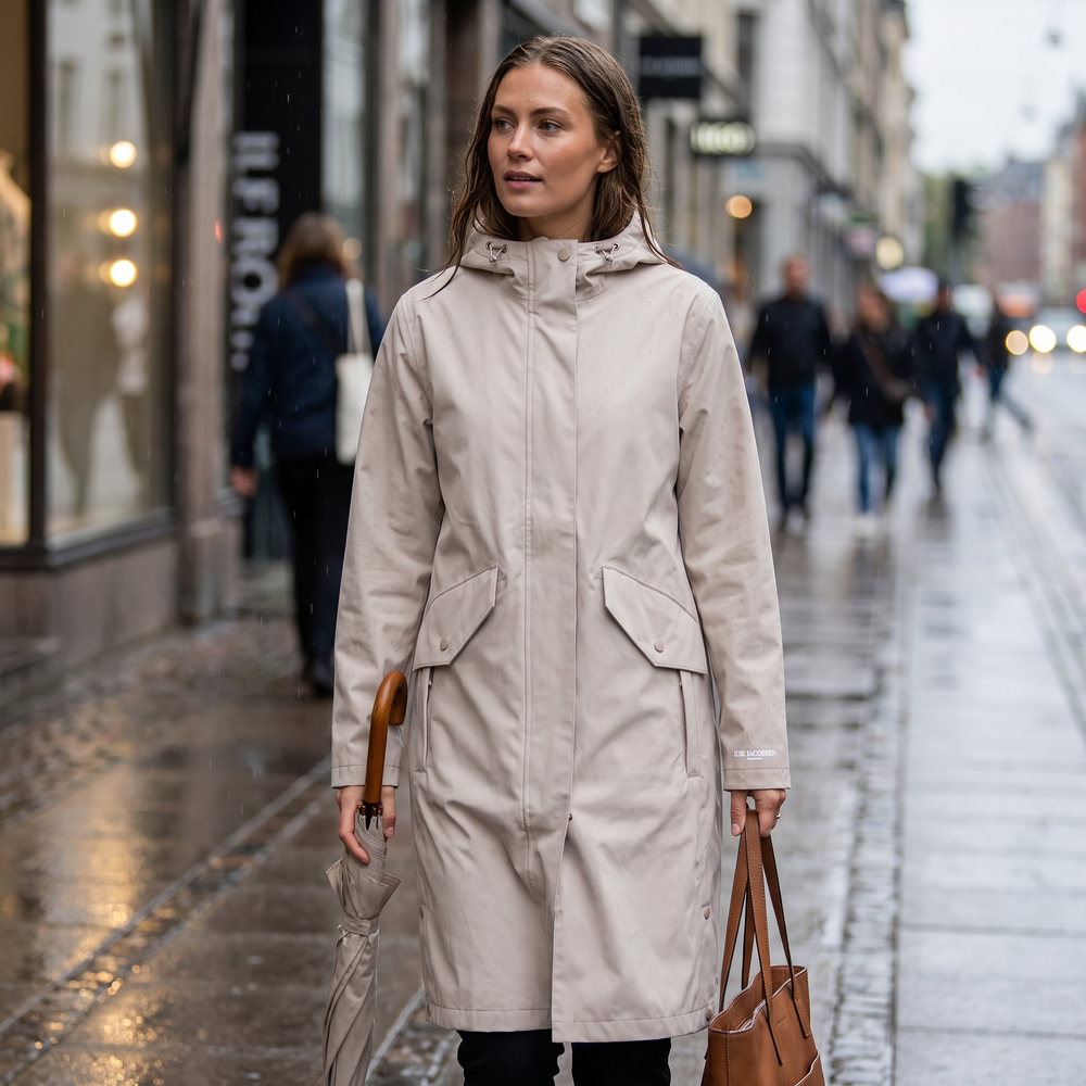 Women's Long Softshell Raincoat - Chateau Gray