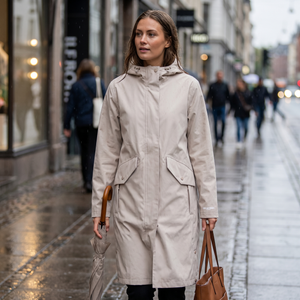 Women's Long Softshell Raincoat - Chateau Gray