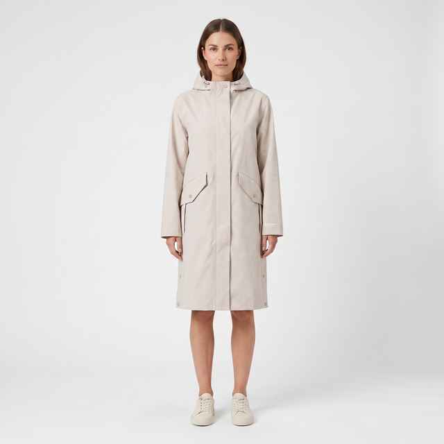 Women's Long Softshell Raincoat - Chateau Gray