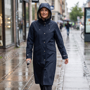 Women's Long Raincoat - Dark Indigo