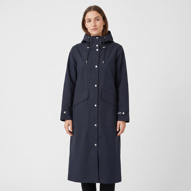 Women's Long Raincoat - Dark Indigo