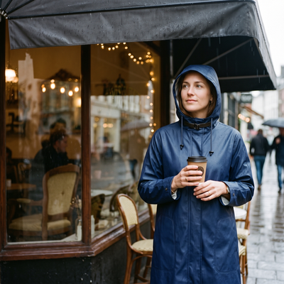 Women's Lightweight Raincoat - Grey Blue