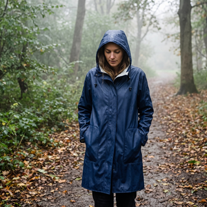 Women's Lightweight Raincoat - Grey Blue