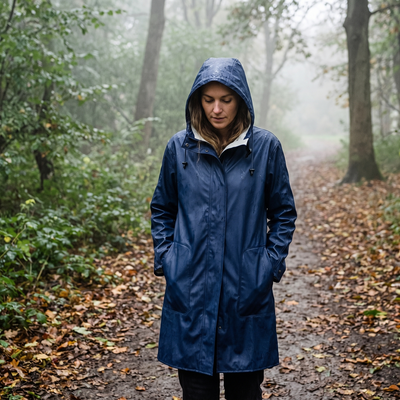 Women's Lightweight Raincoat - Grey Blue