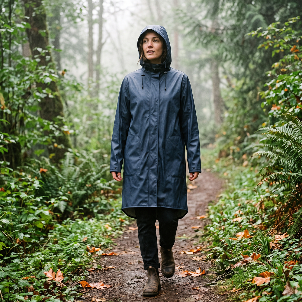 Women's Lightweight Raincoat - Ombre Blue