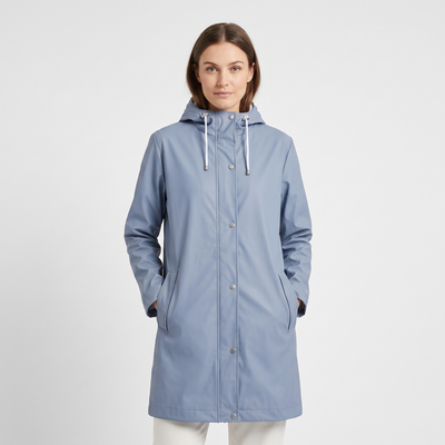 Women's Short Rain Jacket - Grey Blue