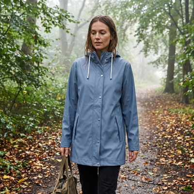 Women's Short Rain Jacket - Grey Blue
