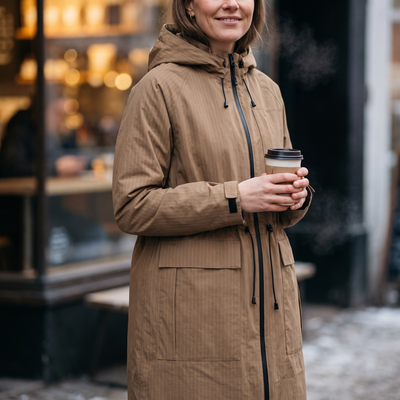 Women's Long Winter Coat - Mocca