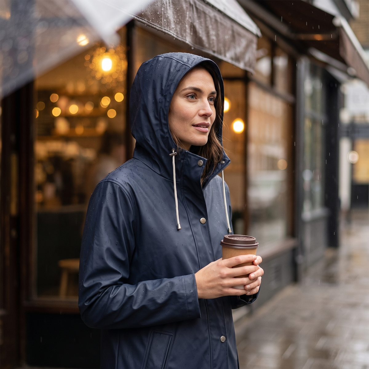 Women's Short Rain Jacket - Ombre Blue