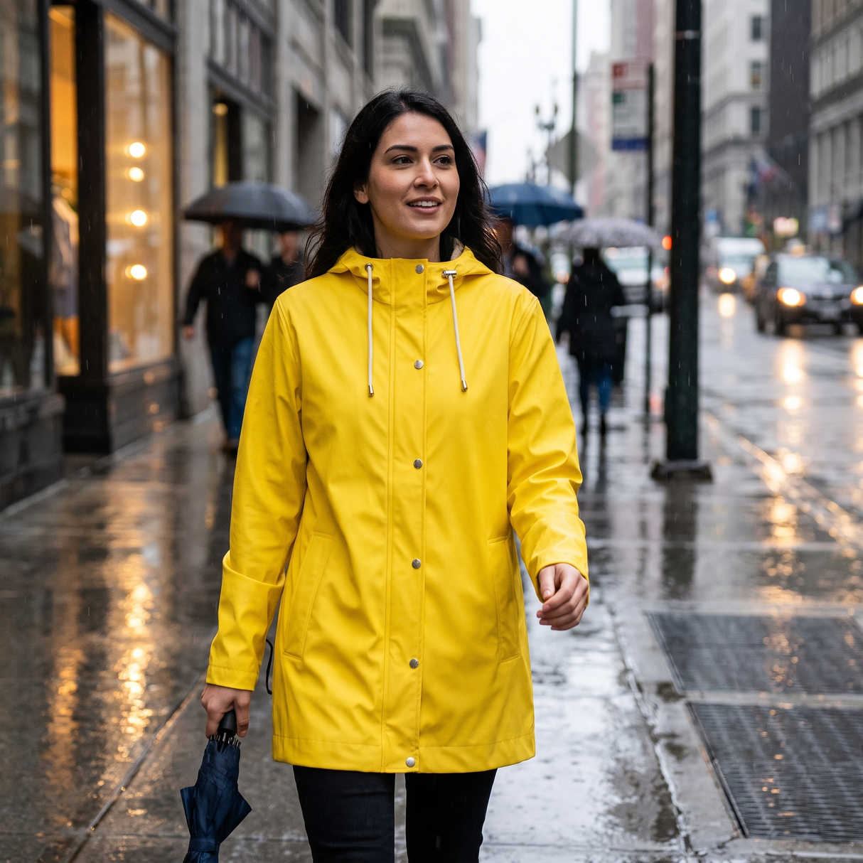 Women's Short Rain Jacket - Lemon Drop