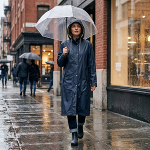 Women's Long Rain Jacket - Ombre Blue