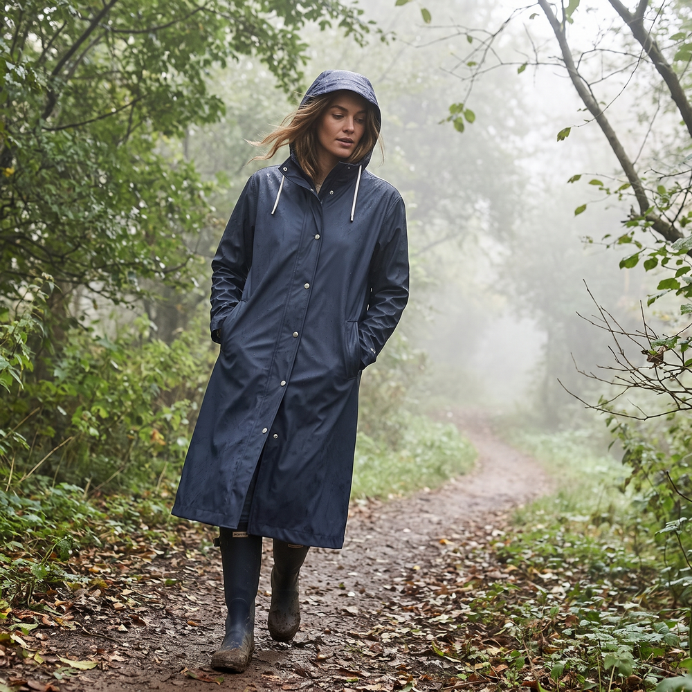 Women's Long Rain Jacket - Ombre Blue