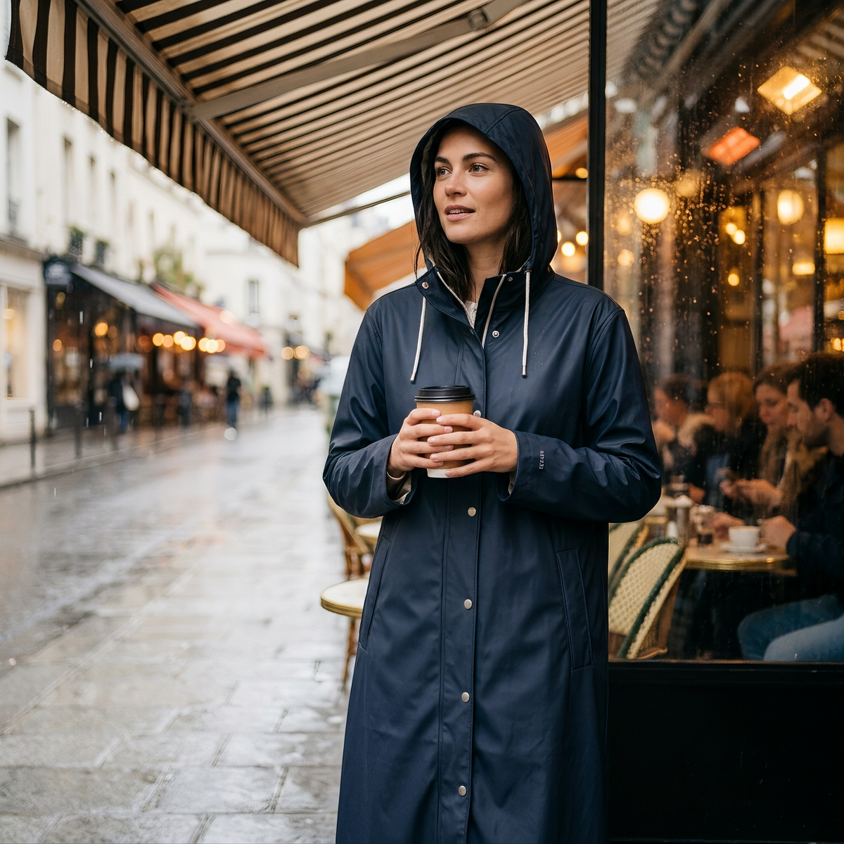 Women's Long Rain Jacket - Ombre Blue