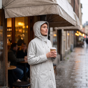 Women's Long Rain Jacket - Milk Creme