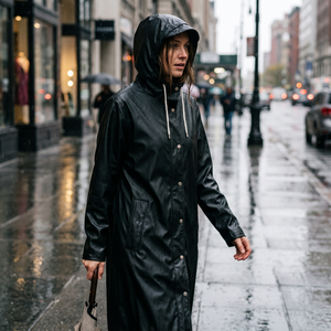 Women's Long Rain Jacket - Black Beauty